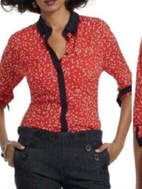 Maeve "Bagatelle" Red & White Polka Dot Blouse from Anthropologie Size 0